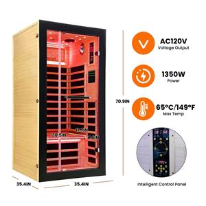 ห้องซาวน่าอินฟราเรดแบบพกพาขนาดเล็กสำหรับใช้ในบ้าน 1 ที่นั่ง กำลังไฟ 1450 วัตต์ ปรับแต่งได้ตามต้องการจากโรงงาน - Product Image 2