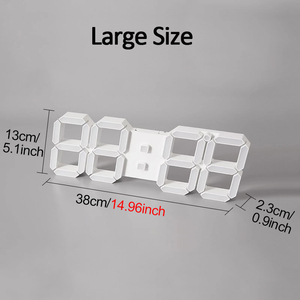 นาฬิกาติดผนังและตั้งโต๊ะดิจิตอล LED 3 มิติ ขนาดใหญ่ พร้อมรีโมทควบคุมอัตโนมัติ แสดงเวลา/วันที่/อุณหภูมิ ปฏิทิน  วัสดุพลาสติก - Product Image 4