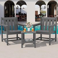 Chaise de bistrot d'extérieur en HDPE, surface imitation bois, dossier incliné, siège surdimensionné, résistante aux intempéries, capacité 360 lbs, pour terrasse et jardin