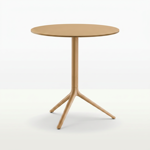 Minimalist Branched-Leg Metal Bistro <b>Table</b> – Modern Warm Tan <b>Round</b> Cafe <b>Table</b> with Tripod Base for <b>Outdoor</b> Lounges & Coffee Shop - Product Image 1