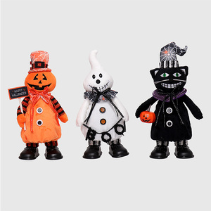 Décoration de fête d'Halloween très populaire : Citrouille de 12 pouces, squelette, chat noir, figurine musicale et dansante pour maison hantée - Product Image 1