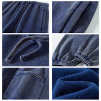 Pantalon de jogging vintage délavé avec revers côtelés et poches latérales pour homme, en molleton épais doux 400 GSM, confortable et vierge