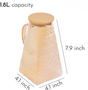 <span class=keywords><strong>Carafe</strong></span> à eau en verre borosilicate résistant à la chaleur de 1,8 L, écologique, <span class=keywords><strong>avec</strong></span> couvercle en liège, couleur ambre - Product Image 2