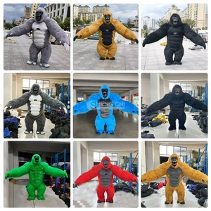 Langhaariges blaues aufblasbares Gorilla-Maskottchen-Kostüm für Erwachsene, Plüsch-King-Kong-Anzug für Karneval, Umzug, Halloween-Party, Aufführung - Product Image 5