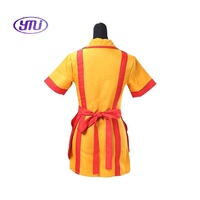 Uniforme de serveuse jaune avec tablier rouge, robe de cosplay pour femmes, anniversaires, carnaval, cosplay