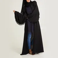 Nueva llegada de moda bordado estilo Kimono Abaya ropa islámica de la Rs 100 Popular negro abierto