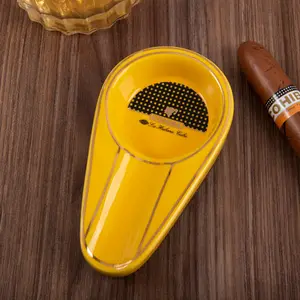 2022新款便携式小尺寸旅行迷你陶瓷单雪茄烟灰缸