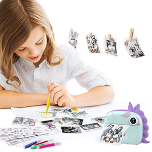 Appareil photo instantané pour enfants, appareil photo numérique instantané, appareil photo selfie, cadeau amusant pour filles et garçons avec carte TF, impression thermique, caméra pour enfants - Product Image 4