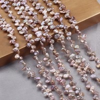 Perles naturelles baroques recyclées sans noyau Fairy Petal 5-6mm, chaîne en vrac DIY, une pièce environ. 38-39 cm de long