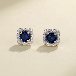 S925 Silver Square <b>Halo</b> Vintage Stud <b>Earrings</b> Multi-color Zircon Cushion Cut Wedding Bridal Jewelry for Women - Product Image 3