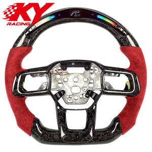 Volant sport LED en cuir et fibre de carbone forgée sur mesure pour Ford Mustang GT GT350 GT500 S650 Shelby 2024-2026 - Product Image 1