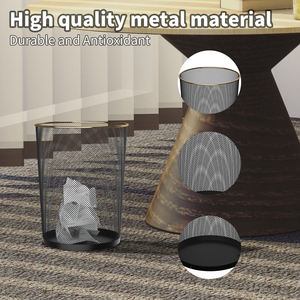 Logotipo personalizado Sustentável Paper Waste <span class=keywords><strong>Basket</strong></span> Lixo De Armazenamento De Lixo Pode Wire Mesh Escritório Waste Bin Tampa PP Bag Mesh <span class=keywords><strong>Metal</strong></span> Bin - Product Image 4