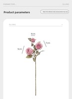 Fleurs artificielles en soie de rose impériale à 3 têtes, peintes à l'huile, semi-artisanales, pour décoration intérieure, hôtels, articles de décoration, fleurs artificielles DIY