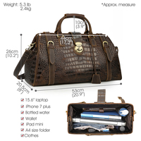 Sac de voyage en cuir véritable marron de haute qualité au design luxueux pour hommes, sac de voyage en cuir véritable gaufré