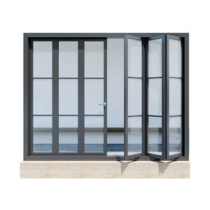 ประตูบานเฟี้ยมอลูมิเนียมสามบาน ดีไซน์กริด พร้อมกรอบอลูมิเนียม ลดราคาสุดฮอต - Product Image 1