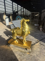 Artisanat métallique sur mesure, statue de cheval en bronze, sculpture en or Feng Shui, décoration intérieure et extérieure, fabricant direct
