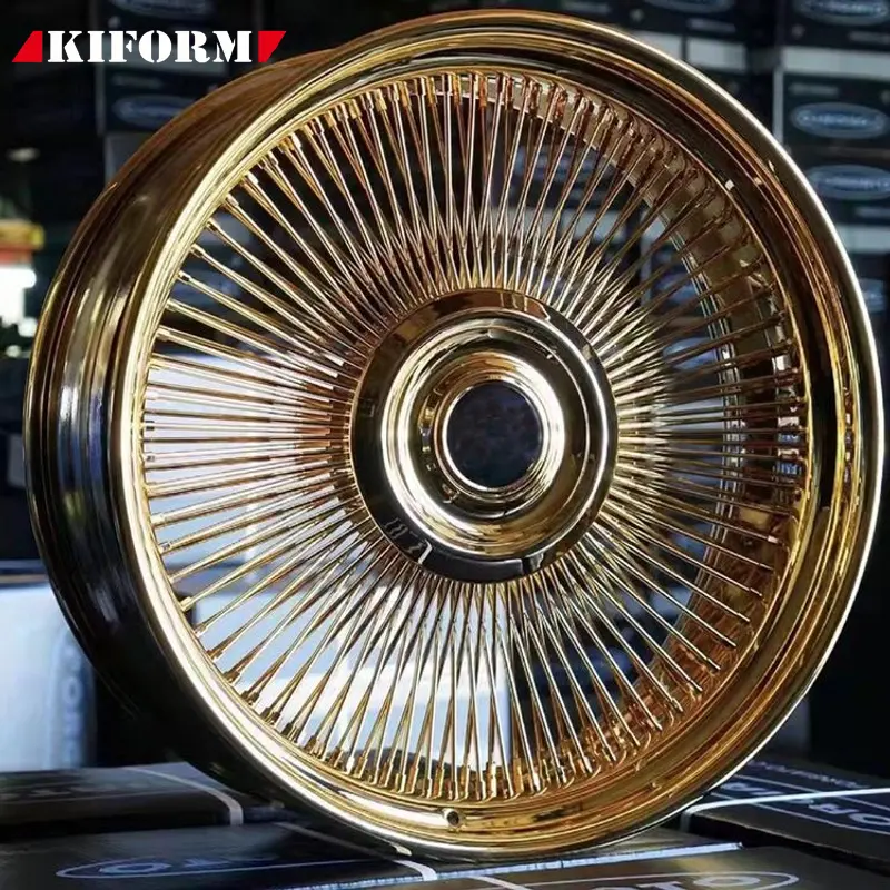 High quality gold forged spoke chrome wire car wheels alloy rims