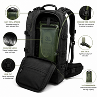 Sac à dos de randonnée imperméable 1000D robuste avec système MOLLE, fermeture roll-top, pour camping en extérieur, avec système d'hydratation OEM ODM