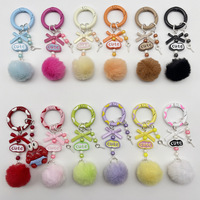Gantungan Kunci Handmade Plush Warna-Warni, Tali Ponsel DIY, Kotak Misteri Huruf, Liontin Manik-Manik Lucu untuk Wanita, Aksesoris Tas Perhiasan, Hadiah