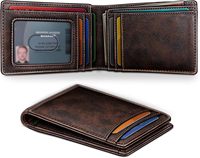 Tarjetero de Diseño de Marca, Delgado y Minimalista, Cartera de Cuero con Protección RFID para Hombre, Cartera Ultra Delgada con Bolsillo Frontal y Ventana para Identificación