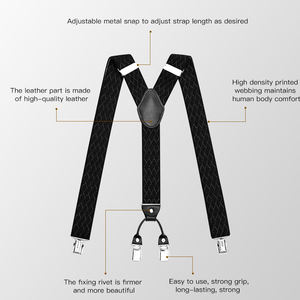 Profession eller Hersteller Herren Hosen Hosenträger Braun Elastische und Leder Clip Hosenträger - Product Image 5