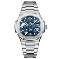 Jam Tangan Otomatis Skeleton Pria Ailang Merek Terlaris, Bahan Stainless Steel, Mekanis, Tahan Air, Bercahaya, Hadiah, Dapat Dikustomisasi