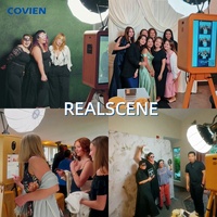 Double Sided Oak Photo Booth Enclosure with Printer Stand Retro DSLR Photo Booth Shell for Weddings Parties and Events