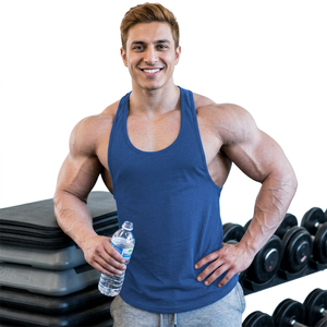 Men Gym <b>Singlet</b> Stringer Muscle Fit Tank Tops Fitness Workout Shirt Spandex Custom Design Men Gym Workout Tank Top OEM Service - Product Image 1