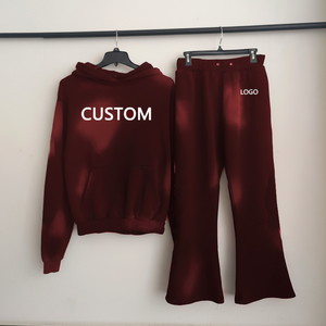 ชุดวอร์มกางเกงวิ่งขนแกะพิมพ์ลายพัฟของผู้ชายชุดวอร์มกางเกงวิ่งแบบเรียงซ้อนกันดีไซน์ตามสั่งสำหรับฤดูหนาว - Product Image 1