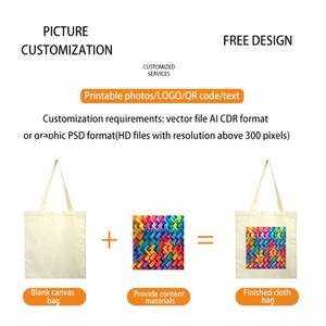 Customized Reusable Canvas Shopping Tote Bags Environmentally Friendly with Custom <b>Printed</b> Logo for Business - Product Image 6