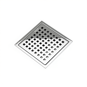 Desagüe de Ducha Cuadrado Moderno de 6 Pulgadas, Acero Inoxidable, Electrochapado, Pulido, Conexión Roscada, Uso en Hoteles - Product Image 1