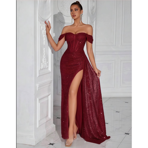 Plus size elegante strapless bodycon baljurk met pailletten, vloerlengte, eenvoudige formele avondjurk voor gala, bruiloft of <span class=keywords><strong>prom</strong></span>. - Product Image 1