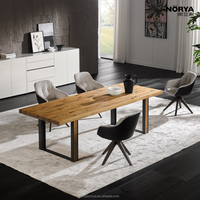 Table en bois massif de style moderne NORYA, bord en bois de noyer, table à manger adaptée aux hôtels et aux meubles de salle à manger