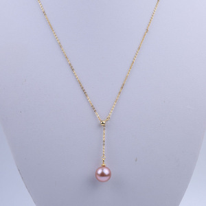 Collier pendentif en argent 925 avec perle d'eau douce ronde de 9 à 11 mm, simple, pour femme, en forme de Y, réglable, plaqué rhodium - Product Image 4