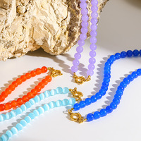 Collier de perles en pierre naturelle style INS tendance avec fermoir en acier inoxydable étanche pour bijoux de charme