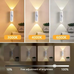 Lampe murale intelligente RGB à double tête avec détecteur de mouvement, veilleuse magnétique rechargeable, projecteur pour chambre, placard, jardin, décoration de pièce - Product Image 2