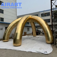 Tente araignée gonflable dorée métallique sur mesure, grande auvent gonflable pour la promotion d'événements et les expositions