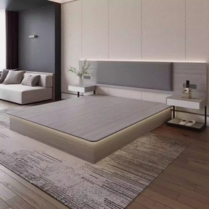 Juego de Muebles de Dormitorio de Hotel Modernos y Económicos, Estructura de Cama de Madera con Cabecera y Mesitas de Noche - Product Image 5