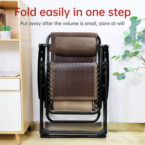 Chaise inclinable pliable réglable sans gravité Salon de plage portable style lune avec oreiller et plateau utilitaire - Product Image 2