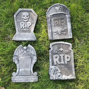 Halloween Tombstone Dekorasi Bar Taman Batu Nisan Kerangka Busa Skeleton Tombstone dengan Huruf RIP Rumah Hantu Alat Peraga Pesta KD2208