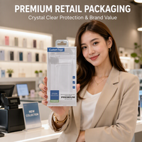 Boîte d'emballage en PET haute transparence avec logo personnalisé, languette Euro Hole et insert cartonné imprimé, pour étui de téléphone transparent iPhone 18