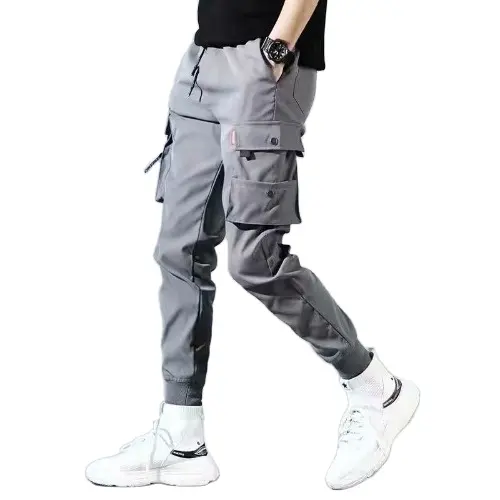 Calças cargo estilo hop harem, calças masculinas de bolsos múltiplos, uso casual, para corrida