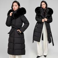 Veste d'hiver QLYP tendance, nouvelle veste longue en laine et patchwork à carreaux, avec fermeture éclair, taille cintrée, capuche et col montant