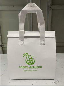 กระเป๋าเก็บความเย็นลายทางพร้อมโลโก้สั่งทำ  วัสดุอลูมิเนียมฟอยล์กันน้ำ เก็บอุณหภูมิได้ดี  กระเป๋าแบบไม่ทอ  ราคาดี - Product Image 5