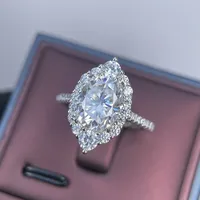 Bague en argent sterling 925 de la marque MuShan, 3 carats, 8*10mm, couleur D, VVS, diamant Moissanite, alliance, brevet MST, bijoux fins s925