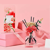 Diffuseur de parfum en verre de luxe avec fleurs séchées et bâtonnets en rotin, dans un coffret cadeau, pour la maison, le bureau, la voiture, les hôtels
