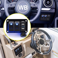 Panneau d'interrupteurs à bascule 2 gangs étanche 12V-24V avec chargeur USB 4.8A et voltmètre, panneau d'interrupteurs à bascule pour bateau marin, voiture et camping-car