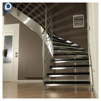 Escalier hélicoïdal moderne sur mesure avec rampe en verre et acier inoxydable, escalier intérieur décoratif pour projets de villas