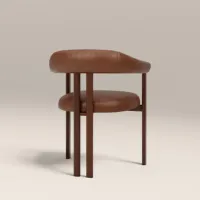 Fauteuil à accoudoirs incurvés en cuir huilé et bois, idéal pour la salle à manger, le bureau ou le salon, fauteuil de loisirs polyvalent