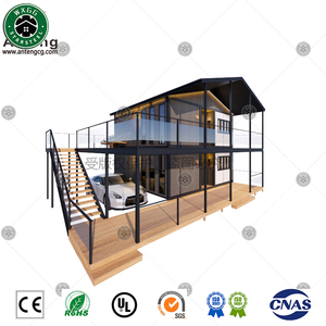 Casa Prefabricada de Acero Ligero, Expandible, de Dos Pisos, Tipo Villa Contenedor, con Paredes Blancas de Madera, Terraza, Ideal para Vacaciones en Resort Costero - Product Image 2